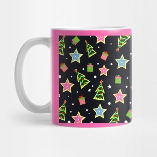 Christmas background. Christmas trees and gifts colorful Mug